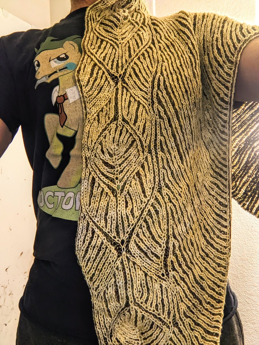 TopherRuggles's tweet image. Until Friday, the Lascaux shawl is $150. A beautifully soft Brioche shawl that features a leaf motif along one edge. Let&apos;s create something beautiful! Made to order with the colors of your choice. 50% due on order.