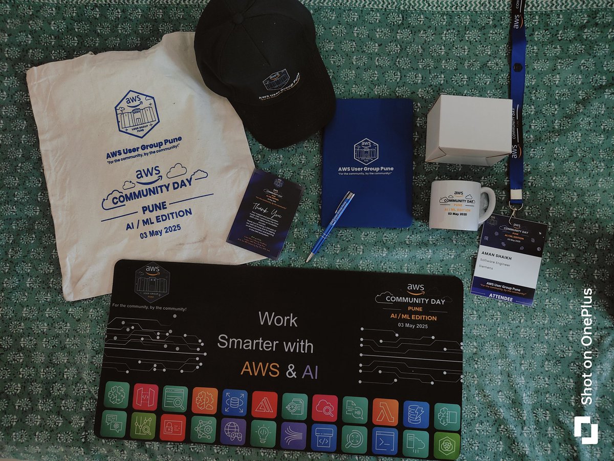 CodingDude7's tweet image. Hi folks , Today I got the opportunity to attend AWS Community Day AI/ML edition event .
It had sessions , mainly focusing on #agentic_ai,
#aws_bedrock,#amazonqdeveloper
Also loved this swags♥️ , specially the big mouse pad with Amazon services
#aws #awsbedrock #ai #mcp #ml #q