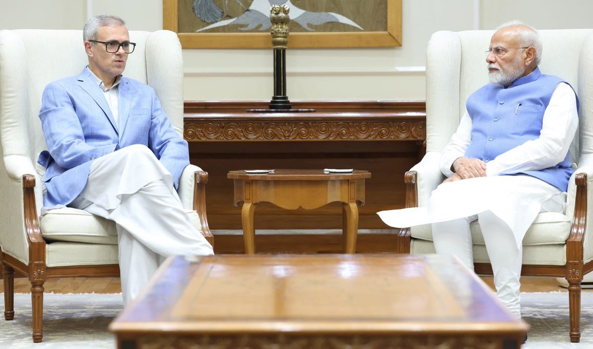 Office of Chief Minister, J&K (@cm_jnk) on Twitter photo Met Hon’ble Prime Minister Shri <a href="/narendramodi/">Narendra Modi</a> Ji in New Delhi today to discuss key issues concerning Jammu & Kashmir. Met Hon’ble Prime Minister Shri <a href="/narendramodi/">Narendra Modi</a> Ji in New Delhi today to discuss key issues concerning Jammu & Kashmir.