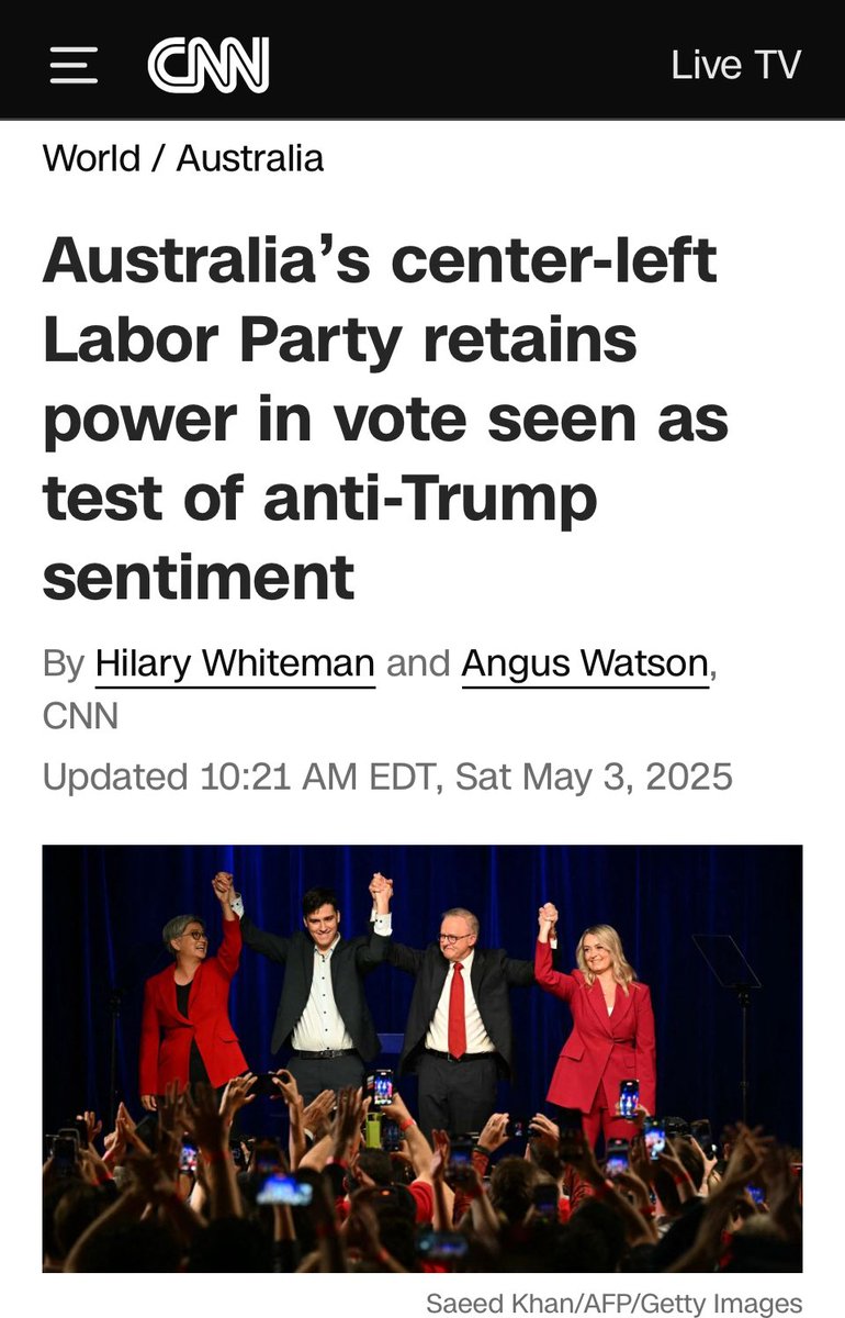 Thanks to Donald Trump the conservatives and Trump-imitators in #Canada and now in #Australia were defeated! Trump makes de center left great again! Good news ! 😄 Now it’s Europe term: Let’s make #Europe great again!