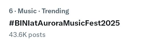 BINI_TrendsTeam's tweet photo. Our official hashtag is currently trending at 6th spot with 43.6k posts! Thank you blooms!

BINI AURORA FEST DAY 1
BINISheena JournEYYY OnMMK

#MMKBINISheenaStory
#BINIatAuroraMusicFest2025 https://t.co/f5yuOFGYX1