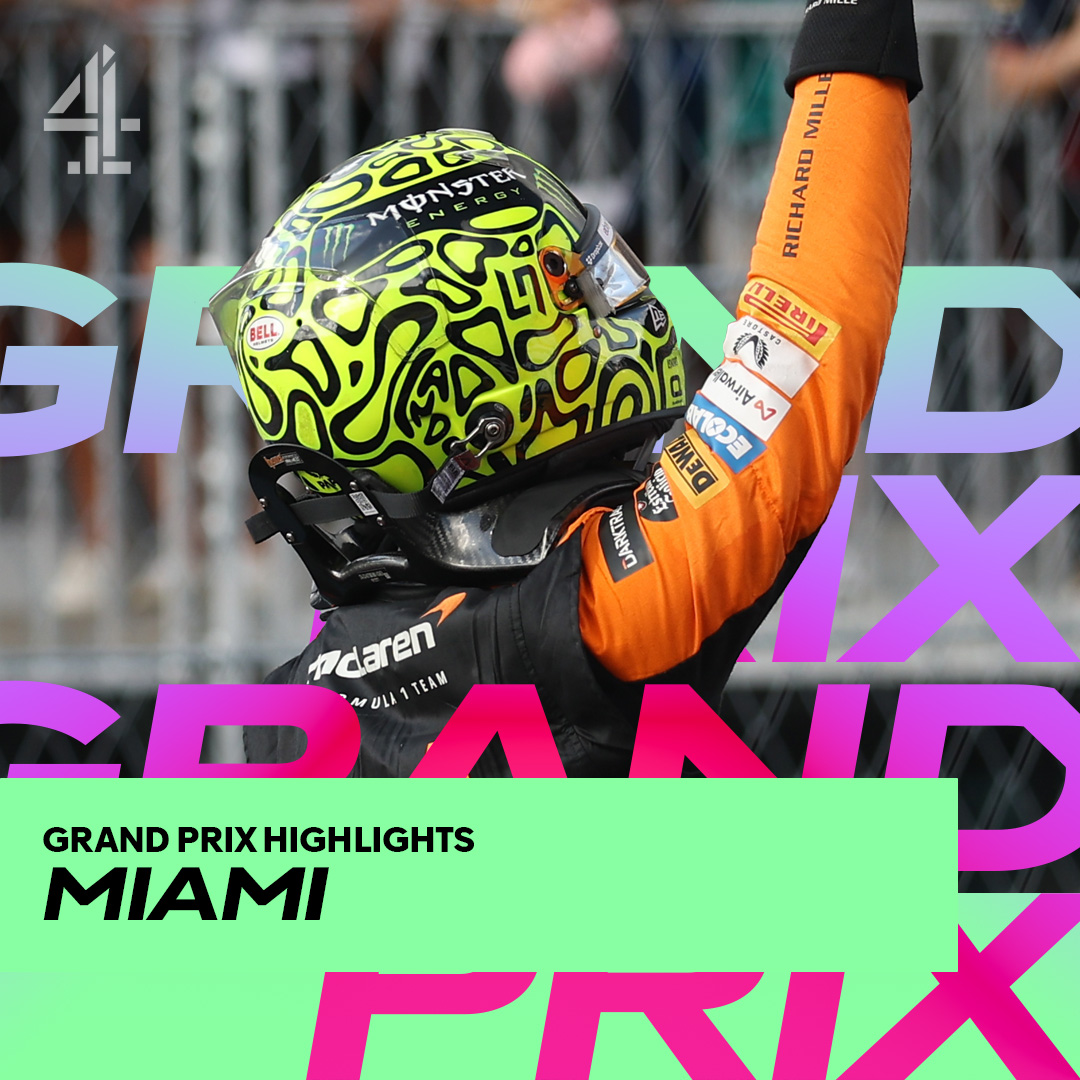 Lando lit up Miami last year with his first F1 win 🇺🇸🏆

Can he go back-to-back in 2025? 👀

Catch the Miami GP highlights at 1:30am later tonight on <a href="/Channel4/">Channel 4</a> 🔥

#C4F1 | #F1 | #MiamiGP
