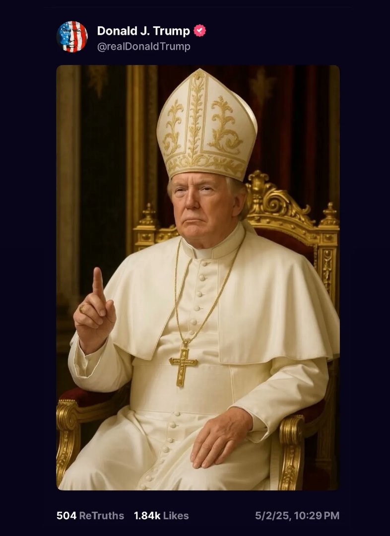 I'm not religious and I left the Church many years ago, however I have respect for the Pope, and Trump sure as hell is NO pope, especially Pope Francis.

What do you think?

Is this blasphemy? Is this just psychotic?

Let me know in the comments!