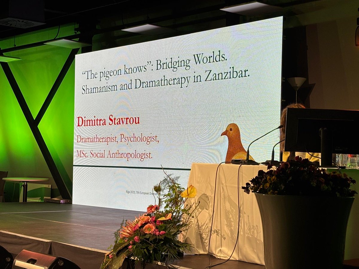 A trio of brilliant presentations at #dtriga2025,
Human by Night, Beast by Day: the Archetype of Werewolf in Latvian Culture- Ieva Alberton
The Use of Myths in #Dramatherapy-Anita Bernāne
"The pigeon knows”:Bridging Worlds: Shamanism and Drama Therapy in Zanzibar Dimitra Stavrou