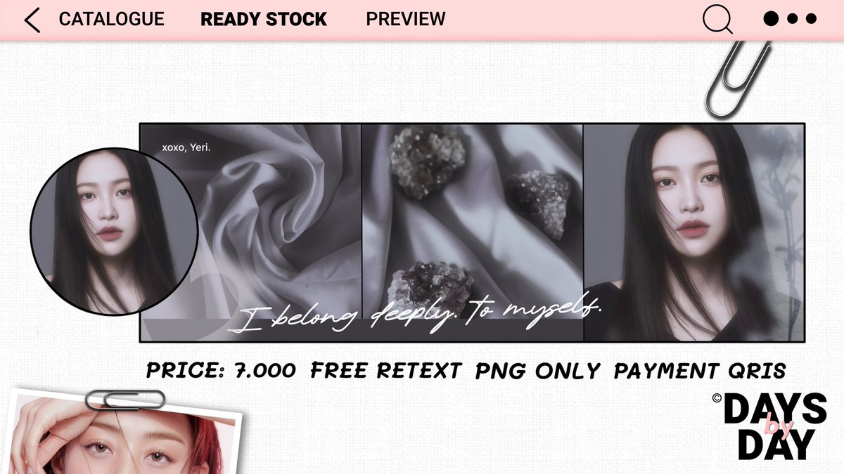 Halo, boleh bantu repost? Makacii

Aku menyediakan layout ready aespa giselle, karina, younjung, dan yeri. Harganya. 7.000, free retext yaa. Payment via QRIS. Silakan DM jika ingin take <3 #zonauang #zonajajan