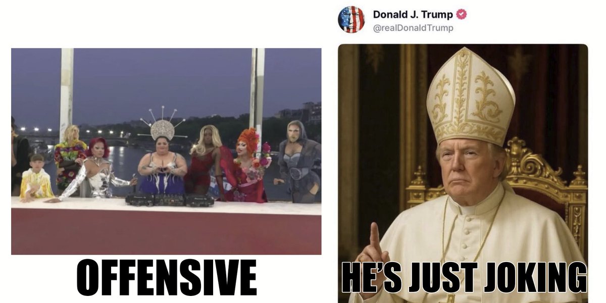 Where are all the outraged Christians?
(the Pope died 13 days ago, not 2000 years ago).
#tooSoon #tooLate