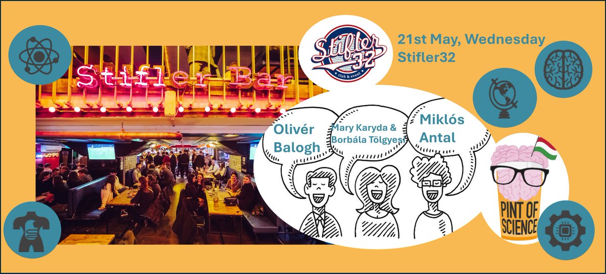 pintofscienceHU's tweet image. Third day at Stifler32: Olivér Balogh (SE, AI) 💻, Mary Karyda and Borbála Tölgyesi (MOME, data visualisation) 📊 and Miklós Antal (ELTE, economy) 📈😁🍺
Do not forget to register: pintofsciencehungary.wixsite.com/bemutatkozas/s…
#pint25 #pint25hu #Stifler332 Pint of Science World