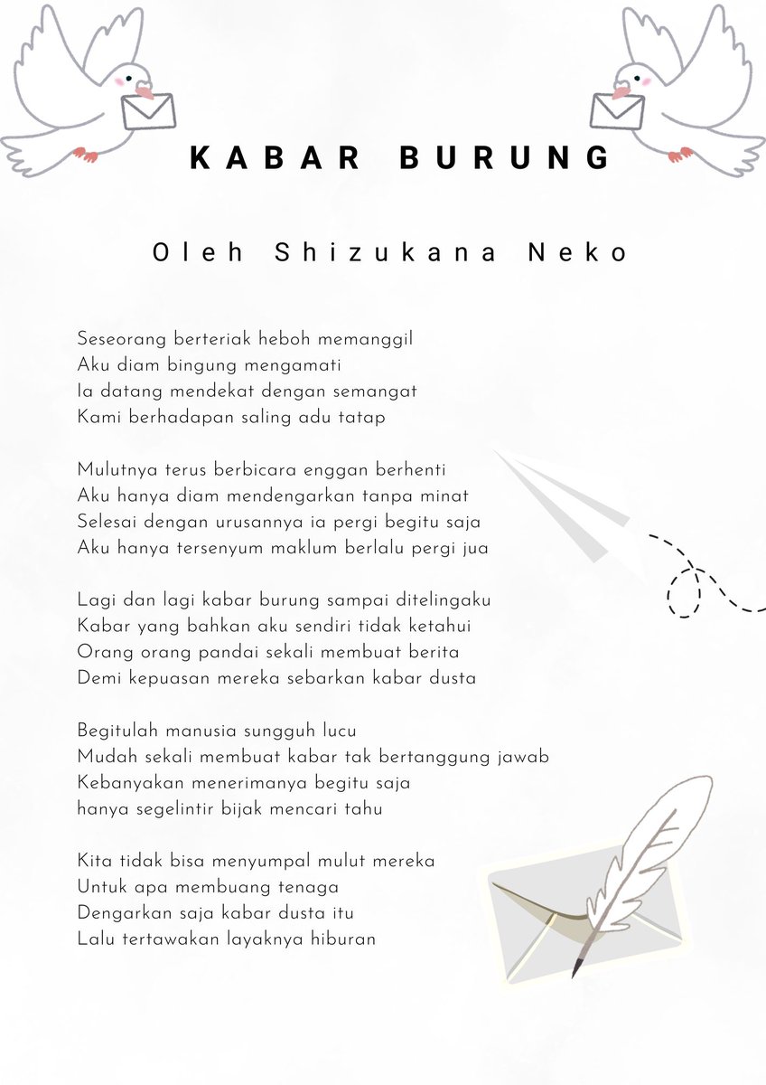 Celica Yuzi 🍋 (@celicayuzi) on Twitter photo First time bales-balesan pakai puisi aw :3 tentang Kabar yang dimaknai oleh <a href="/NekoWriter153/">/ᐠ. 。.ᐟ\ᵐᵉᵒʷˎˊ˗ Shizukana Neko ୭ ˚.⁺⊹ .ᐟ</a> terima kasih banyak untuk puisi cantiknya luv kak neko 🥰🥰 First time bales-balesan pakai puisi aw :3 tentang Kabar yang dimaknai oleh <a href="/NekoWriter153/">/ᐠ. 。.ᐟ\ᵐᵉᵒʷˎˊ˗ Shizukana Neko ୭ ˚.⁺⊹ .ᐟ</a> terima kasih banyak untuk puisi cantiknya luv kak neko 🥰🥰