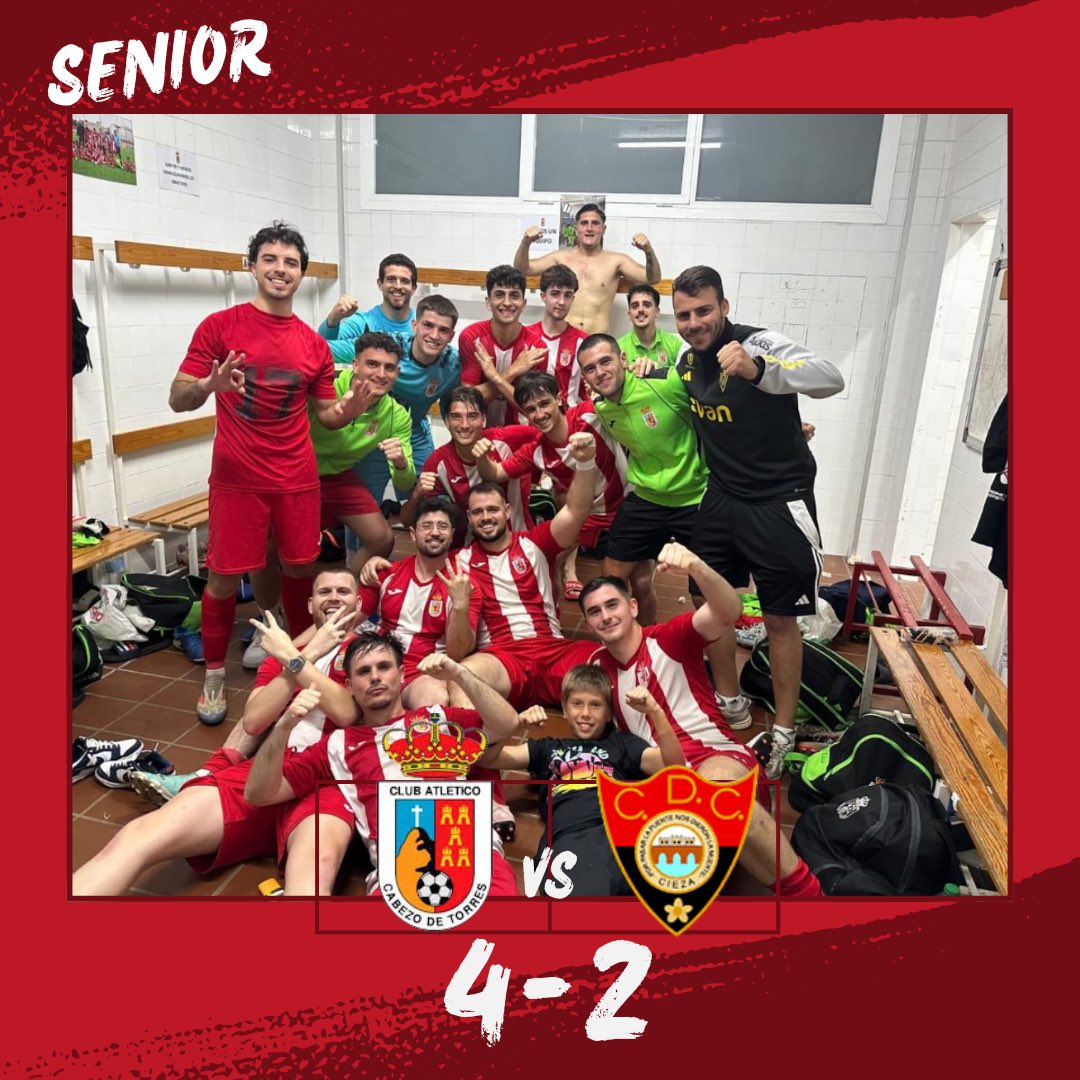 SENIOR | Victoria en Primera Autonómica

¡Gran partido del Club Atlético Cabezo de Torres que se impone 4-2 al Cieza B!

Hat-trick de Roberto y un gol de Peña nos dan tres puntos muy trabajados en casa.
El equipo sigue demostrando garra, unión y compromiso jornada tras jornada.