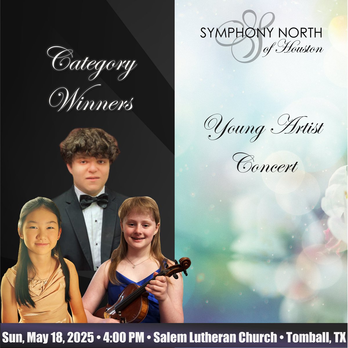 Attend Symphony North of Houston's Young Artist concert! We perform on Sunday, May 18, 2025, at 4:00 PM.

For more information go to 👉 symphonynorth.org/2025-young-art… 👈

#SymphonyNorthOfHouston #classicalmusic #tomballtx