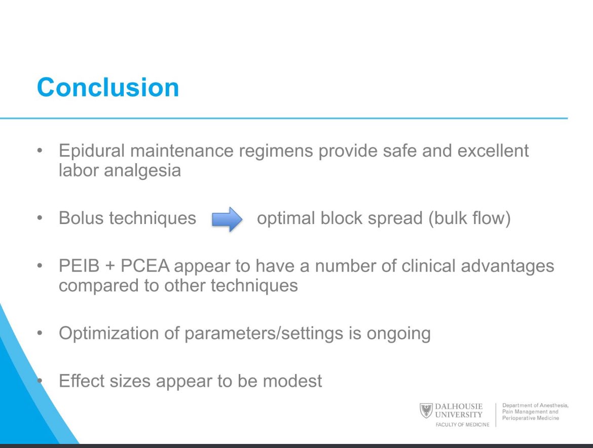Still deciding whether PIEB is better than CEI for labor analgesia. I still mainly use CEI with PCEA. Great overview and summary from Dr. Ana Sjaus #ASRASPRING25 #ASRA50