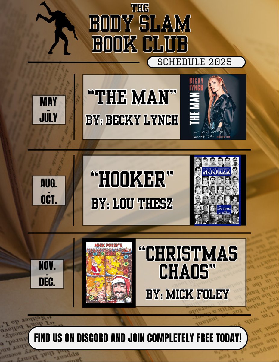 RyanKiddPro's tweet photo. THE BODY SLAM BOOK CLUB 📚 

I am really excited to share this project that I have been working on developing from the start of the year.

The Body Slam Book Club is officially live on discord for Book Worms and Wrestling enthusiasts alike.

DM me for your invitation! Please RT! https://t.co/6igAUbibxq