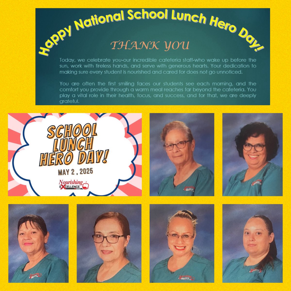Loma Terrace ES (@lomaterracees) on Twitter photo ๐ Happy National School Lunch Hero Day! ๐Shoutout to our amazing cafeteria staff who rise early to whip up the delicious meals we love! ๐ฝ๏ธ๐Thank you! ๐ฆ <a href="/YsletaISD/">Ysleta ISD</a> ๐ Happy National School Lunch Hero Day! ๐Shoutout to our amazing cafeteria staff who rise early to whip up the delicious meals we love! ๐ฝ๏ธ๐Thank you! ๐ฆ <a href="/YsletaISD/">Ysleta ISD</a>