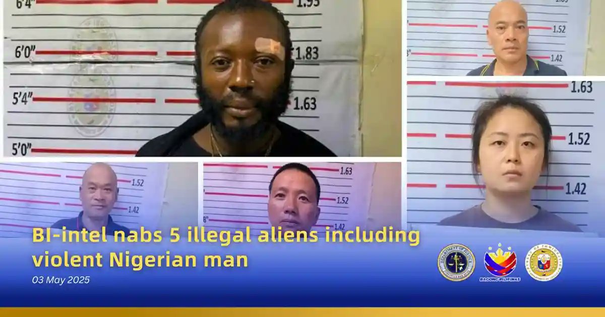 BI-INTEL NABS 5 ILLEGAL ALIENS INCLUDING VIOLENT NIGERIAN MAN

READ: immigration.gov.ph/bi-intel-nabs-…