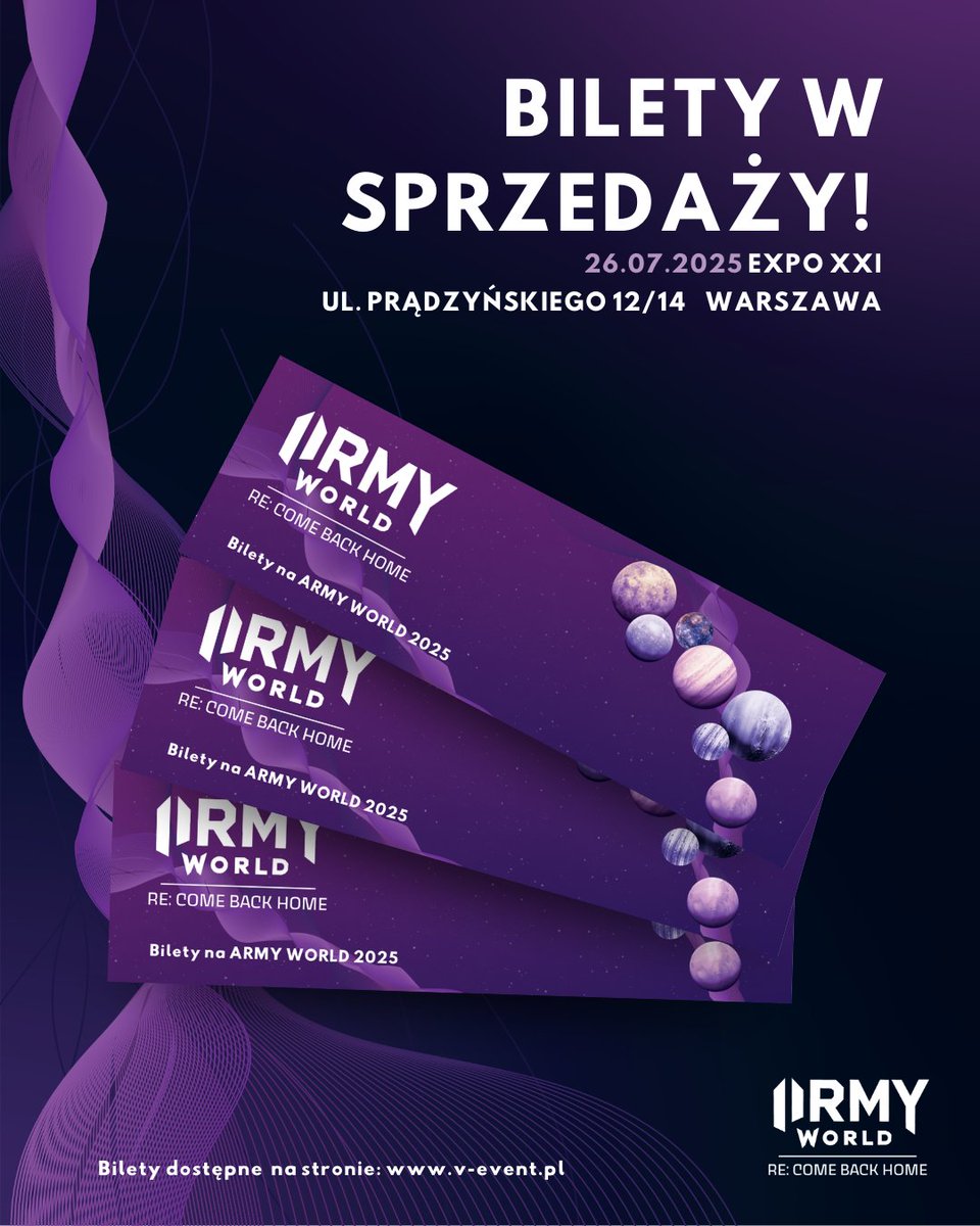 armyworld_event's tweet photo. Kochani to już dziś! Bilety na event zamknięty ARMY WORLD Dostępne! 💜✨ Bilety dostępne w sprzedaży na https://t.co/DMMvtVEvAa
Z kim się widzimy w lipcu ? 🎆
#ARMYWORLD #BTS #ARMYPolska #EXPOXXI #BTSEvent #BTSArmy #ARMY https://t.co/CiIPQ4pzvD