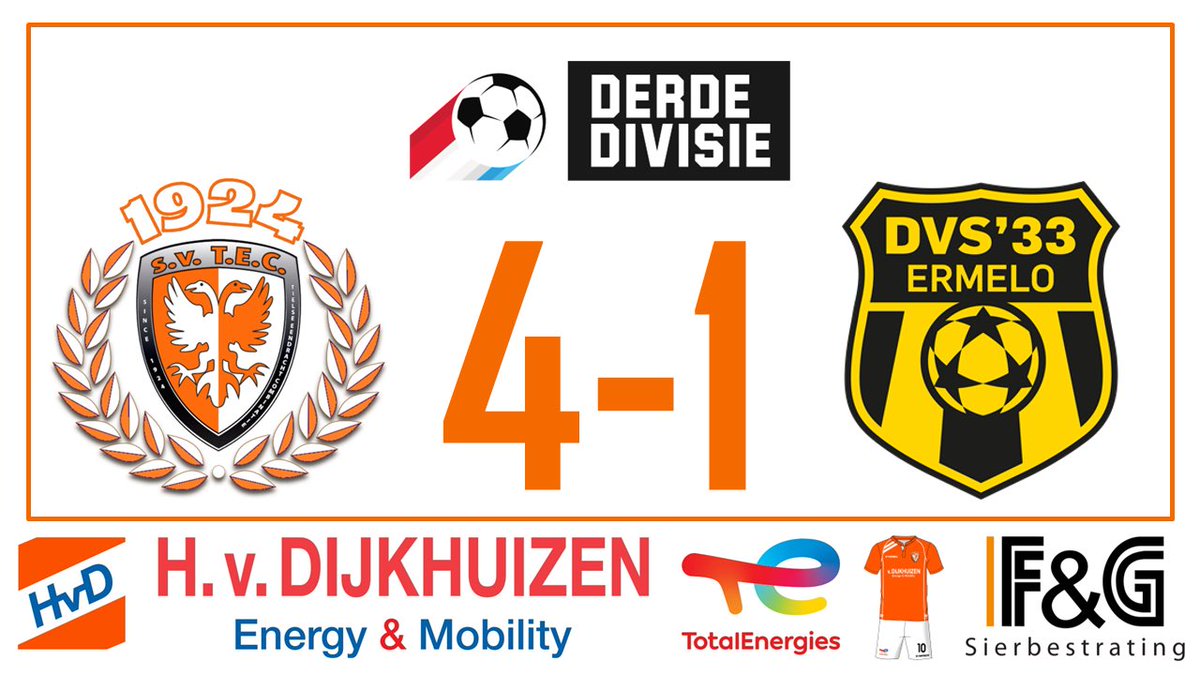 Afgelopen op sportpark De Lok in Tiel waar TEC na een voortreffelijke tweede helft een ruime overwinning boekt en daarmee drie hele belangrijke punten bij kan schrijven waardoor handhaving binnen handbereik is
#tecdvs