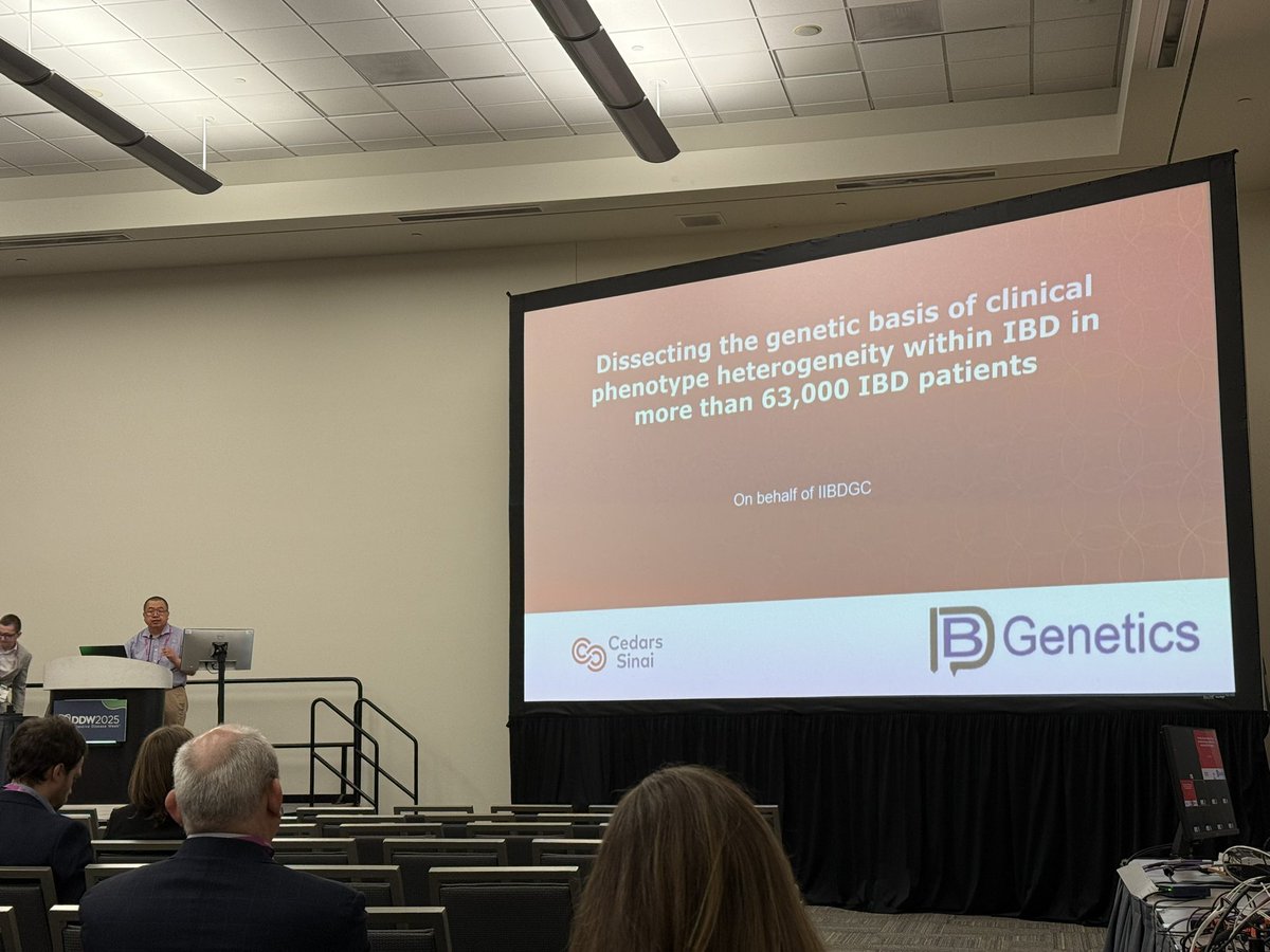 Dr Dermot McGovern (@doc_ibd) on Twitter photo IBD Genetics <a href="/DDWMeeting/">Digestive Disease Week</a> #DDW2025 session. First up from our lab - Dalin Li presenting on UC vs CD and other phenotypes. More than 100 loci distinguish these phenotypes. PRS are different across phenotypes. Some novel mechanisms implicated. <a href="/IBDCedarsSinai/">IBD at Cedars-Sinai</a>. IBD Genetics <a href="/DDWMeeting/">Digestive Disease Week</a> #DDW2025 session. First up from our lab - Dalin Li presenting on UC vs CD and other phenotypes. More than 100 loci distinguish these phenotypes. PRS are different across phenotypes. Some novel mechanisms implicated. <a href="/IBDCedarsSinai/">IBD at Cedars-Sinai</a>.
