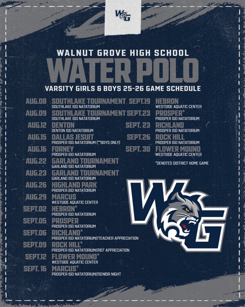 25-26 Varsity Water Polo Schedule!
