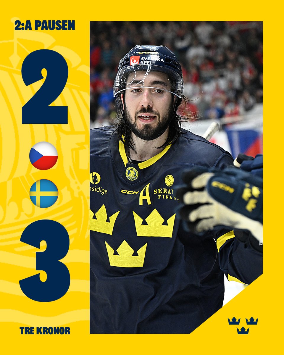 🔥Fortsatt blågul ledning i Brno. Svenska målskyttar i mittakten: Mika Zibanejad &amp; Rasmus Andersson. Jämnare spel i en sevärd match. Slå på tv-n och följ upplösningen i SVT! 
Skotten 22-19 till oss.