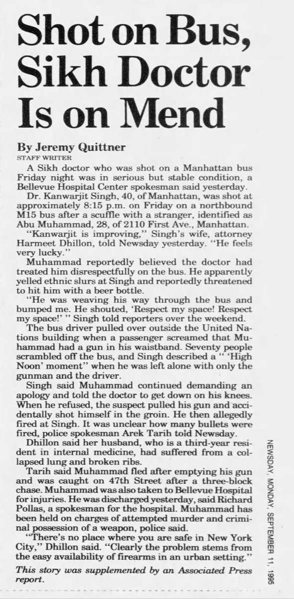 flux_the_system's tweet photo. After the 1995 shooting, Dhillon bemoaned the lack of safety in New York City and said:

"Clearly the problem stems from the easy availability of firearms in an urban setting."

FFWD to 2025, and she's now a "friend" of the National Association for Gun Rights - an org that

2/3 https://t.co/v2UrIsT86w