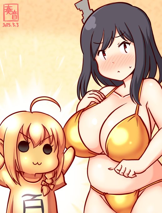 「ご、ゴールデン山城…」「ごーるでんしぐれ!!」「さすがに全身金ぴかは違うんじゃない…?しぐれ…」#ママ城とちびしぐ 