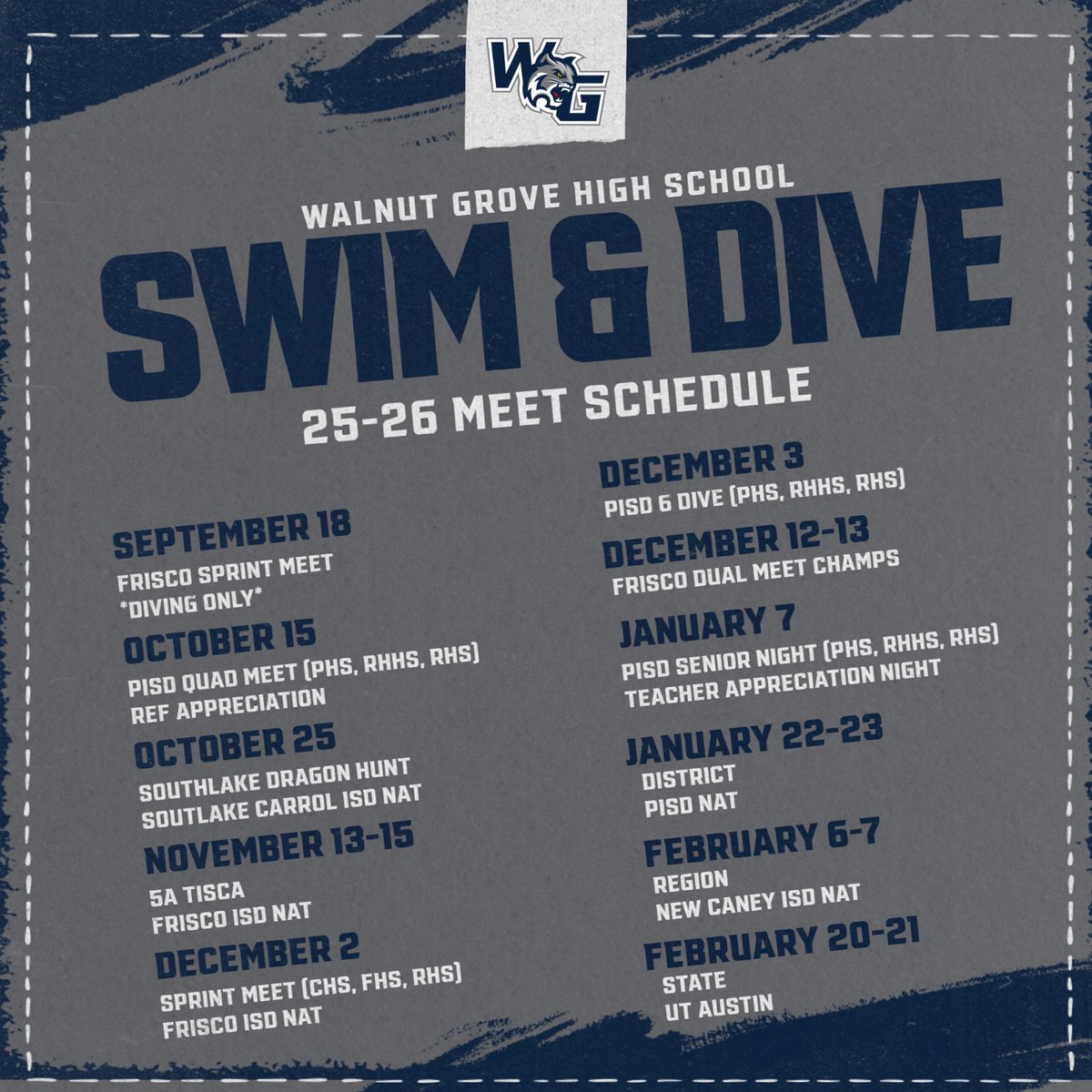 25-26 Swim &amp; Dive Meet Schedule!