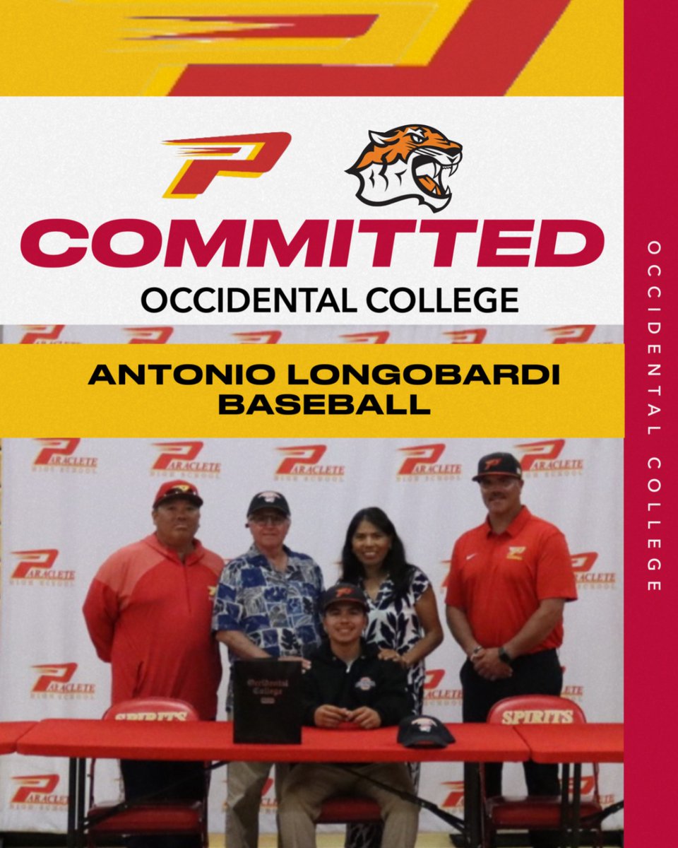 athparaclete's tweet photo. SIGNING SATURDAY!
Congratulations to our Antonio Longobardi who has committed to play baseball for Occidental College in Los Angeles. We are excited for you and can't wait to see how you impact those around you! Let's go, Tigers! #SpiritAsFamily #OnceAspirit #AlwaysASpirit https://t.co/3ZCuFtNOy6