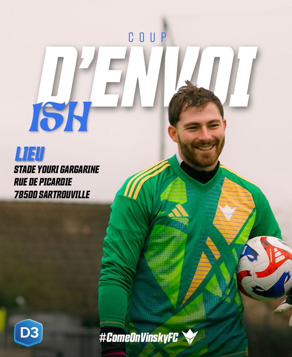 PROCHAIN MATCH : ES SARTROUVILLE 2 ⚔️💙💛

📆 Dimanche 4 Mai
🕒 15h
📍 Stade Youri Gargarine, Sartrouville

Match charnière de notre équipe première qui se déplace à Sartrouville pour se rapprocher encore plus de la montée et du titre ! 

#ComeOnVinskyFC