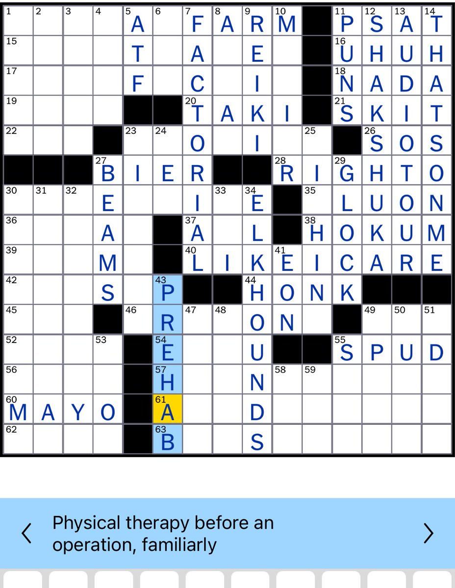 🙌 even the NYT crossword knows the importance of PREHAB!!

bcan.org/clinicaltrials…