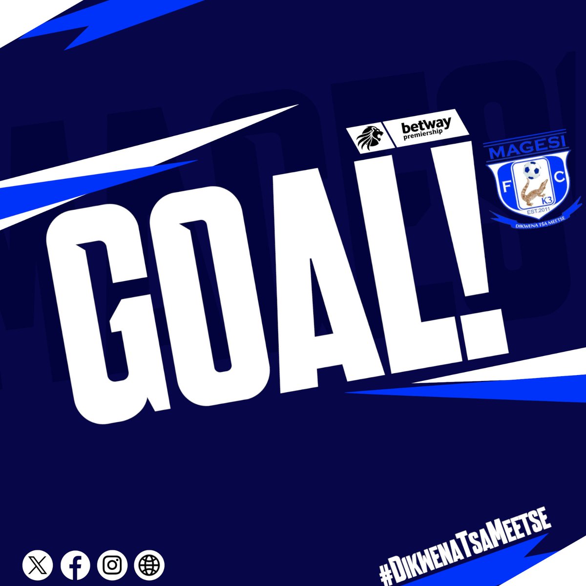 13' Abrahams ⚽!

Magesi 1-0* Sekhukhune United 

#DikwenaTsaMeetse 🐊
#TheBlueNation
#BetwayPrem