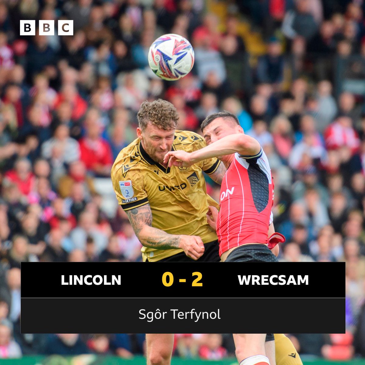 SGÔR TERFYNOL

Tymor hanesyddol Wrecsam yn gorffen gyda buddugoliaeth. 

🔴 Lincoln 0-2 Wrecsam 🟡