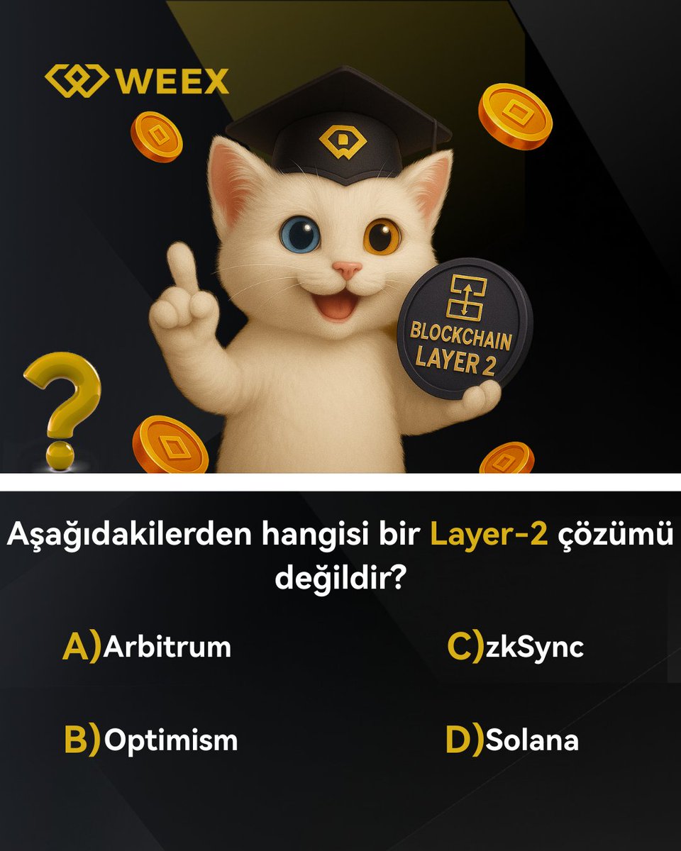 🎓 #WEEX ile Quiz Zamanı!

❓Aşağıdakilerden hangisi bir Layer-2 çözümü değildir?

🎁 Doğru cevabı yorumlara yazan 10 kişiye 5 $USDT hediye!

#CryptoQuiz #Layer2 #Crypto