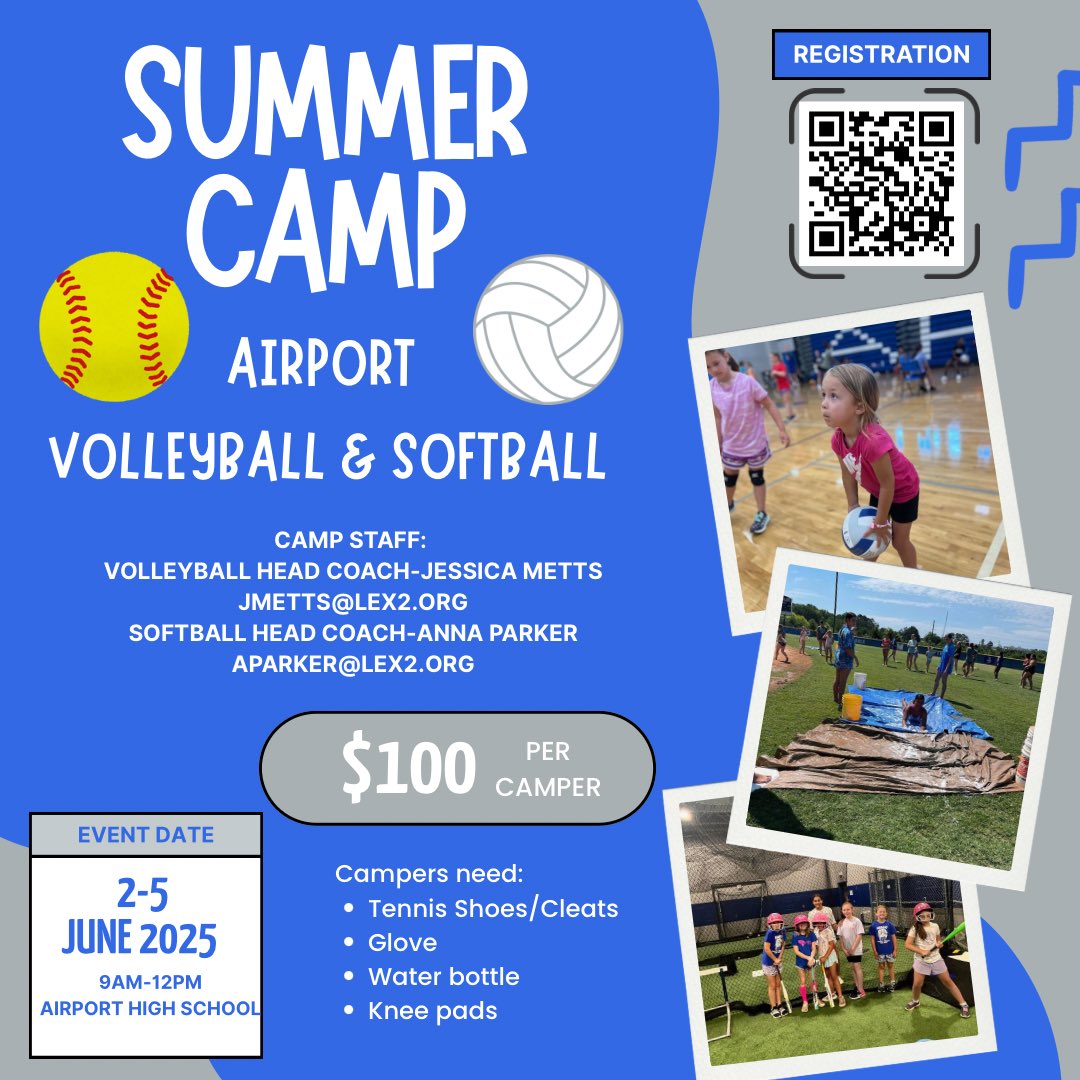 Airport Softball (@airportsoftball) on Twitter photo It’s almost Summer!!! We’ve got one of the only multi-sport camps in the Midlands and we’d love to help your child develop their athletic skills 🦅🥎🏐
<a href="/AirportAthDept/">Airport Eagle Athletics</a> <a href="/CoachMetts/">Jessica Metts</a> <a href="/anna_w_parker/">Anna Parker</a> It’s almost Summer!!! We’ve got one of the only multi-sport camps in the Midlands and we’d love to help your child develop their athletic skills 🦅🥎🏐
<a href="/AirportAthDept/">Airport Eagle Athletics</a> <a href="/CoachMetts/">Jessica Metts</a> <a href="/anna_w_parker/">Anna Parker</a>