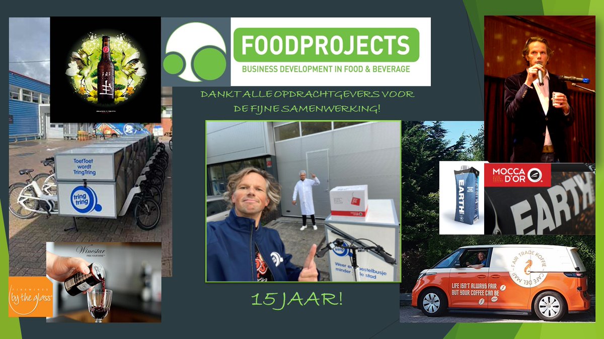 PatrickvanderH's tweet photo. @Food_Projects bestaat 15 jaar! 🎉Ik wil alle opdrachtgevers bedanken voor de fijne samenwerking! @iKiBeer_NL 2Food @EARTH_water Water op Wielen @Moccador @ByTheGlassInt @TringTring Café del Mar @Winestar_FR https://t.co/cHzc3149cq #available #beschikbaar #interim https://t.co/IG9zjabBaF