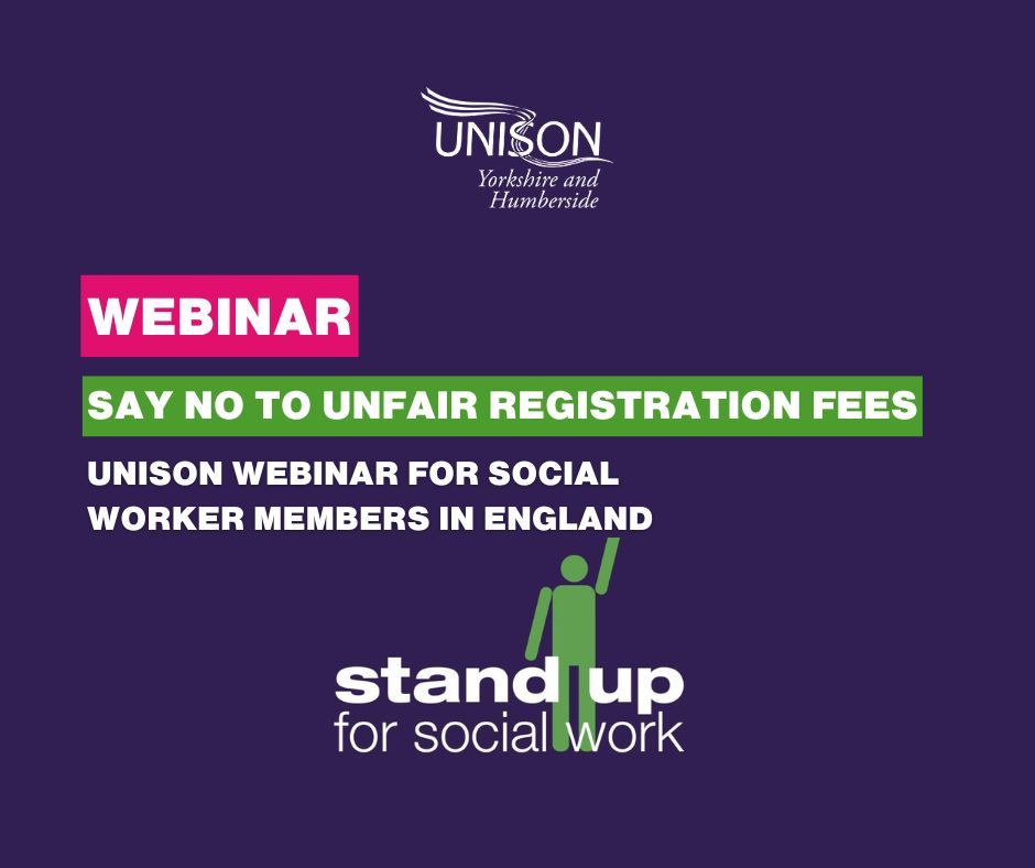 UNISON Yorkshire & Humberside (@unisonyh) on Twitter photo ๐๐ญ๐ญ๐๐ง๐ญ๐ข๐จ๐ง ๐๐ฅ๐ฅ ๐ฌ๐จ๐๐ข๐๐ฅ ๐ฐ๐จ๐ซ๐ค๐๐ซ๐ฌ! ๐ข
Social Work England is proposing a 33% increase to your fees. This could make the ongoing recruitment and retention crisis even worse.
Learn more ๐ unsn.uk/social-worker-โฆ
๐๐๐ ๐ ๐๐๐ฒ, ๐๐.๐๐๐ฉ๐ฆ - ๐.๐๐๐ฉ๐ฆ ๐๐ญ๐ญ๐๐ง๐ญ๐ข๐จ๐ง ๐๐ฅ๐ฅ ๐ฌ๐จ๐๐ข๐๐ฅ ๐ฐ๐จ๐ซ๐ค๐๐ซ๐ฌ! ๐ข
Social Work England is proposing a 33% increase to your fees. This could make the ongoing recruitment and retention crisis even worse.
Learn more ๐ unsn.uk/social-worker-โฆ
๐๐๐ ๐ ๐๐๐ฒ, ๐๐.๐๐๐ฉ๐ฆ - ๐.๐๐๐ฉ๐ฆ