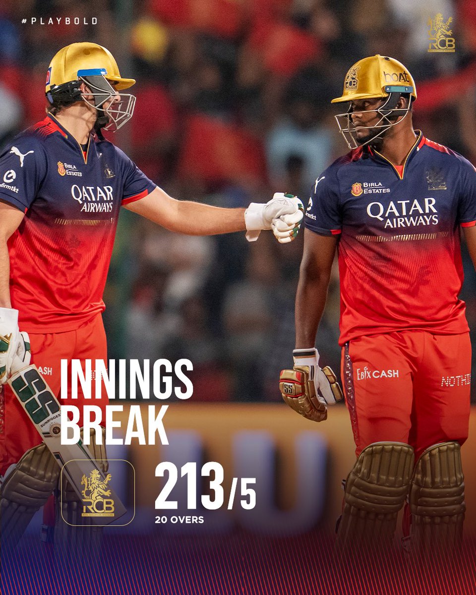 We’ve posted our highest score at the Chinnaswamy this season. 🙌

BRB, need to catch our breath 😮‍💨

#PlayBold #ನಮ್ಮRCB #IPL2025 #RCBvCSK