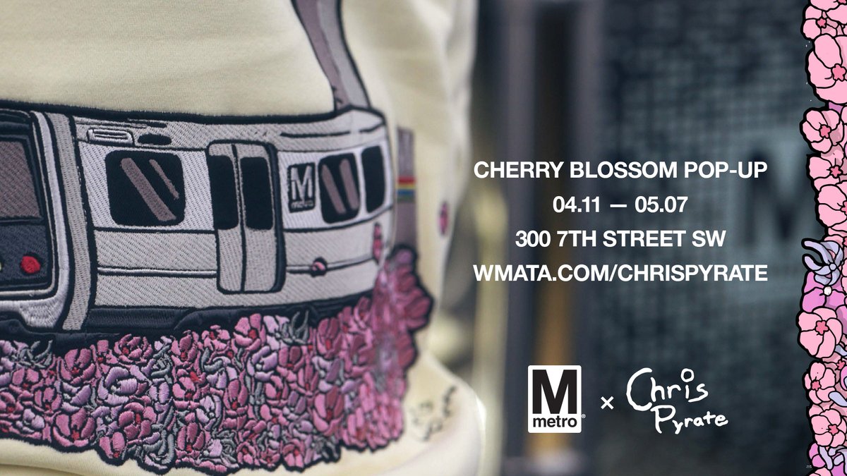 Metro Forward (@wmata) on Twitter photo Our limited-edition 🌸 cherry blossom 🌸 merch was selling out fast! But guess what? We restocked just for YOU! Since our pop-up shop is such a hit, it’s staying open through May 7! Hurry, and get your <a href="/ChrisPyrate/">Chris Pyrate</a> gear before we run out. Our limited-edition 🌸 cherry blossom 🌸 merch was selling out fast! But guess what? We restocked just for YOU! Since our pop-up shop is such a hit, it’s staying open through May 7! Hurry, and get your <a href="/ChrisPyrate/">Chris Pyrate</a> gear before we run out.