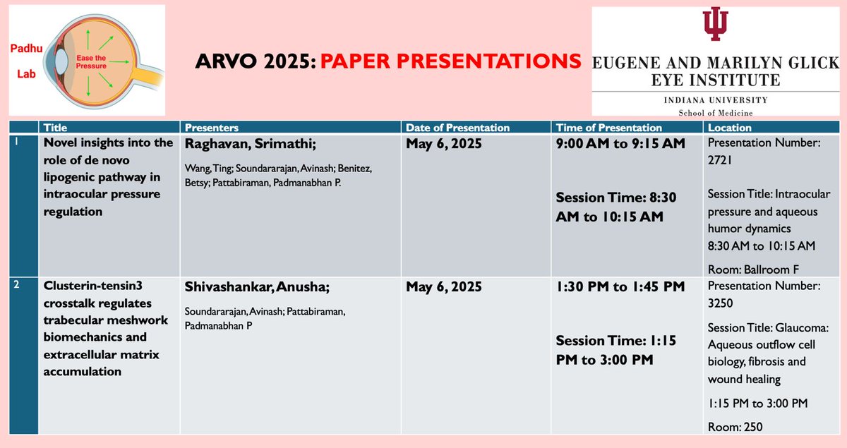 In the beautiful Salt Lake City Utah for <a href="/ARVOinfo/">ARVO</a> #arvo2025 
Three posters #Roda - Gq signaling in TM, #Greg - Lipid modifications in EVs due to Oxidative Stress &amp; <a href="/AvinashSoundar1/">Avinash Soundararajan</a>- Clusterin in IOP regulation. CHECK OUT FOR SOME COOL Posttranslations modification work by Clu.