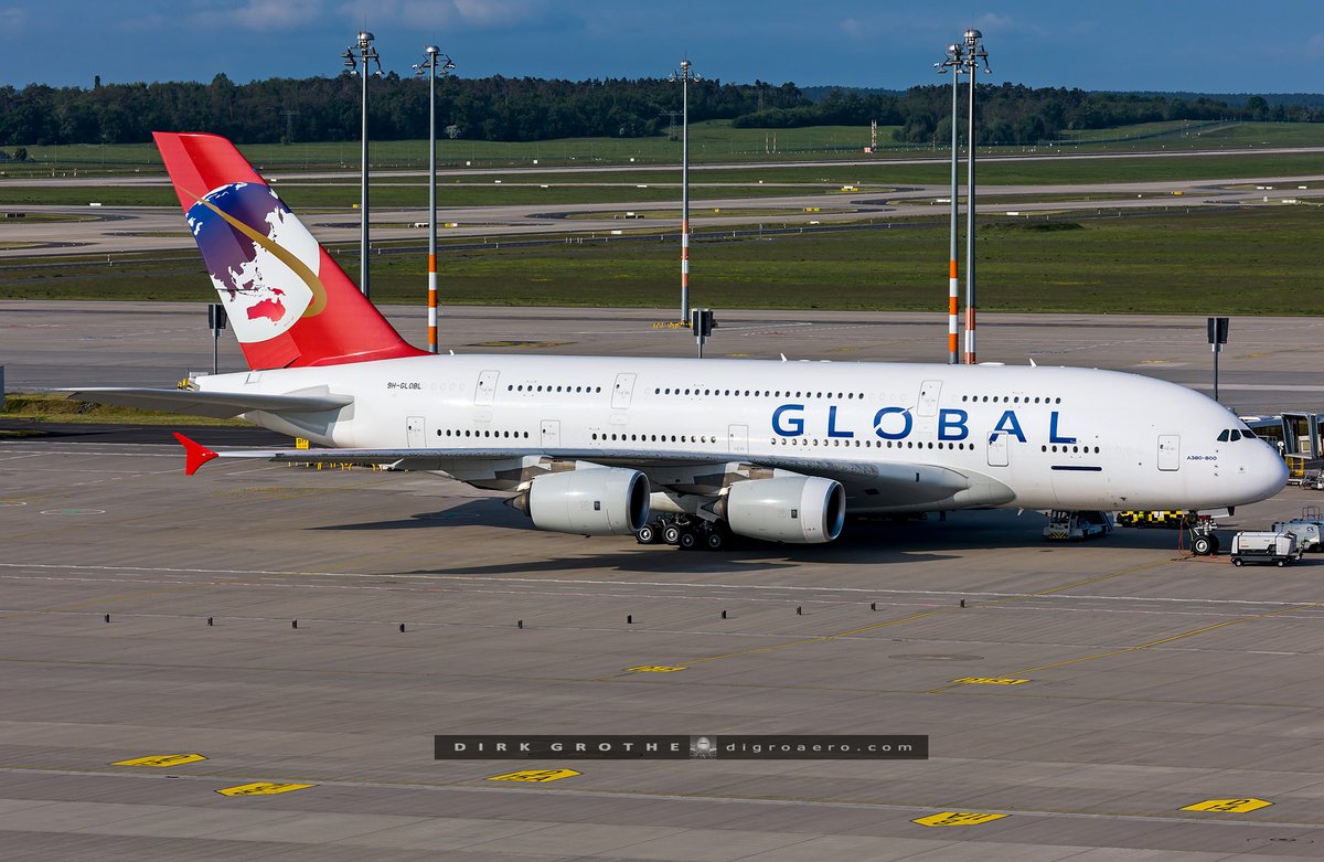 digro65's tweet image. The @globalairlines A380 9H-GLOBL took a sunbath this morning at @berlinairport on position D15 after its rainy arrival yesterday evening - later a beautiful departure to London Gatwick on runway 24L and now on its way back to Beja where the trip began yesterday...