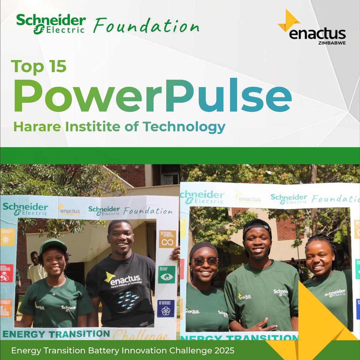 The BOOST Fellowship (@boostfellowship) on Twitter photo Congratulations to team PowerPulse🩺 from <a href="/enactus_HIT/">Enactus HIT</a> for making it into the Top 15 of the Schneider Electric Energy Transition Battery Innovation Challenge 2025.
We wish PowerPulse🩺 all the success as they advance the energy transition cause towards a greener and more Congratulations to team PowerPulse🩺 from <a href="/enactus_HIT/">Enactus HIT</a> for making it into the Top 15 of the Schneider Electric Energy Transition Battery Innovation Challenge 2025.
We wish PowerPulse🩺 all the success as they advance the energy transition cause towards a greener and more