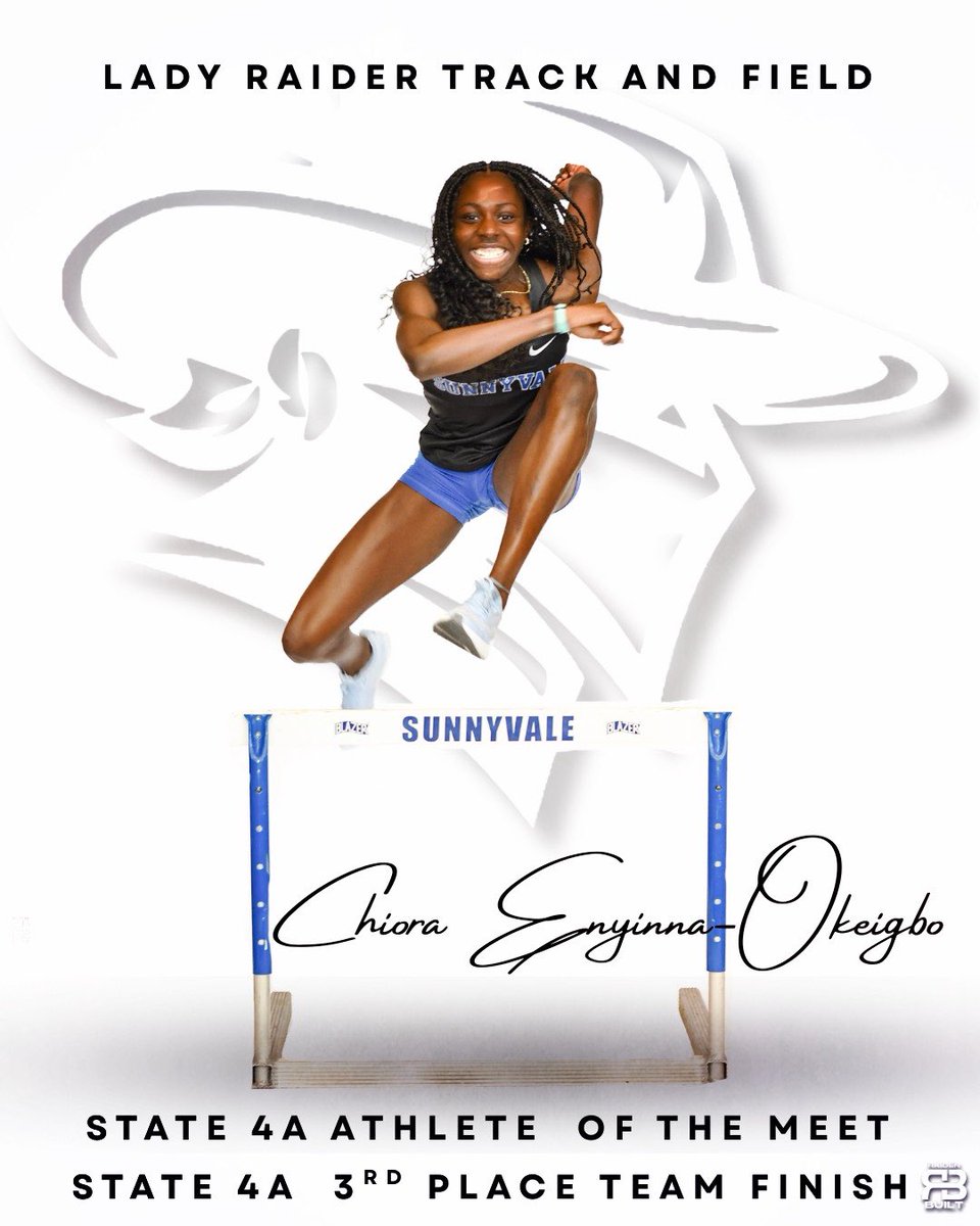 UIL TEXAS 4A STATE ATHLETE OF THE MEET! 
Choira Enyinna-Okeigno alone earned her TEAM the 3rd place finish &amp; trophy at the State Track Meet. Absolutely incredible!