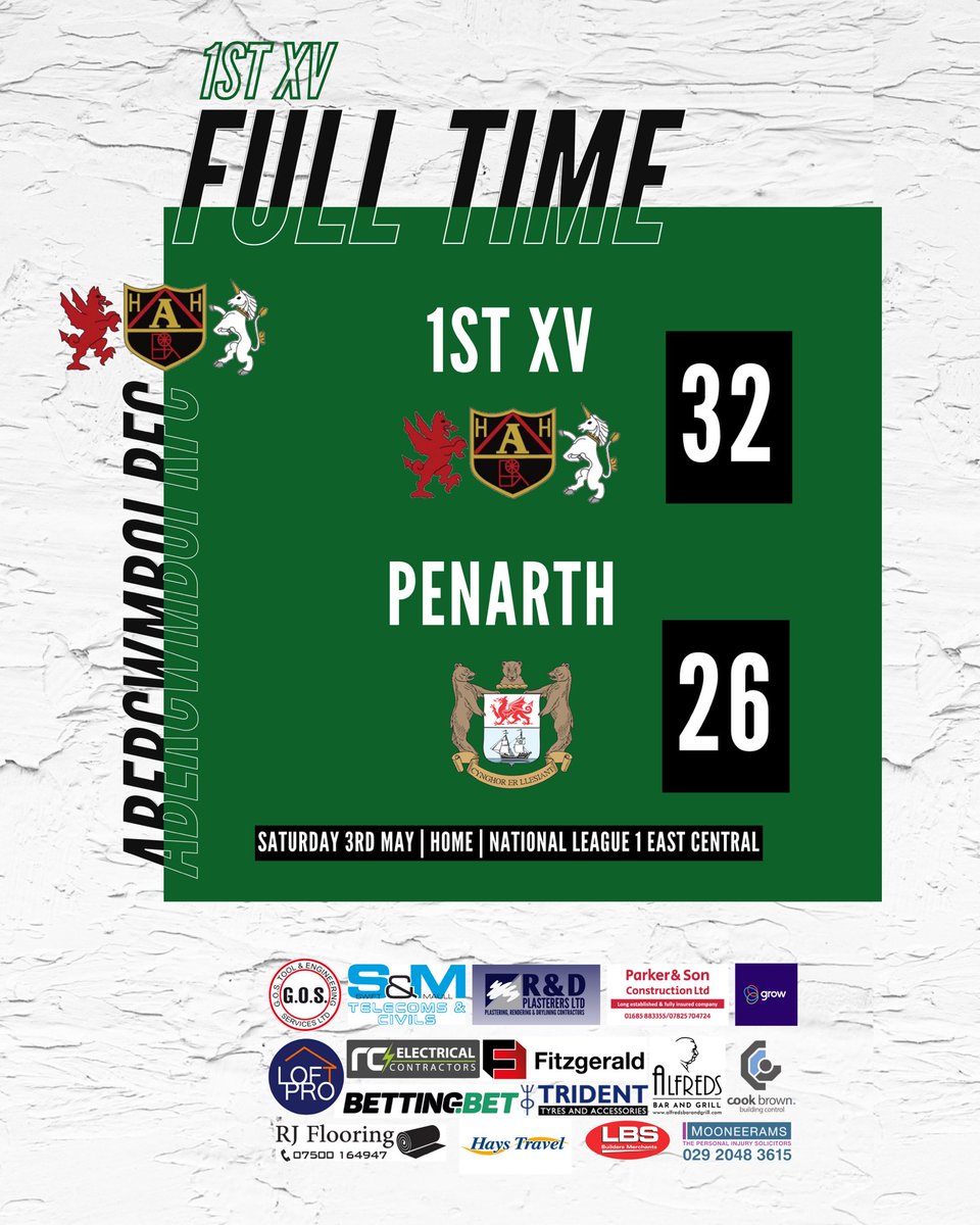 𝙁𝙐𝙇𝙇 𝙏𝙄𝙈𝙀

1st XV  32 - 26 Penarth

Great to end the season with a win. Plenty of youth players making their debut of over the final few games as we build for next season.

#TheVillage #OYMC🙌🏼