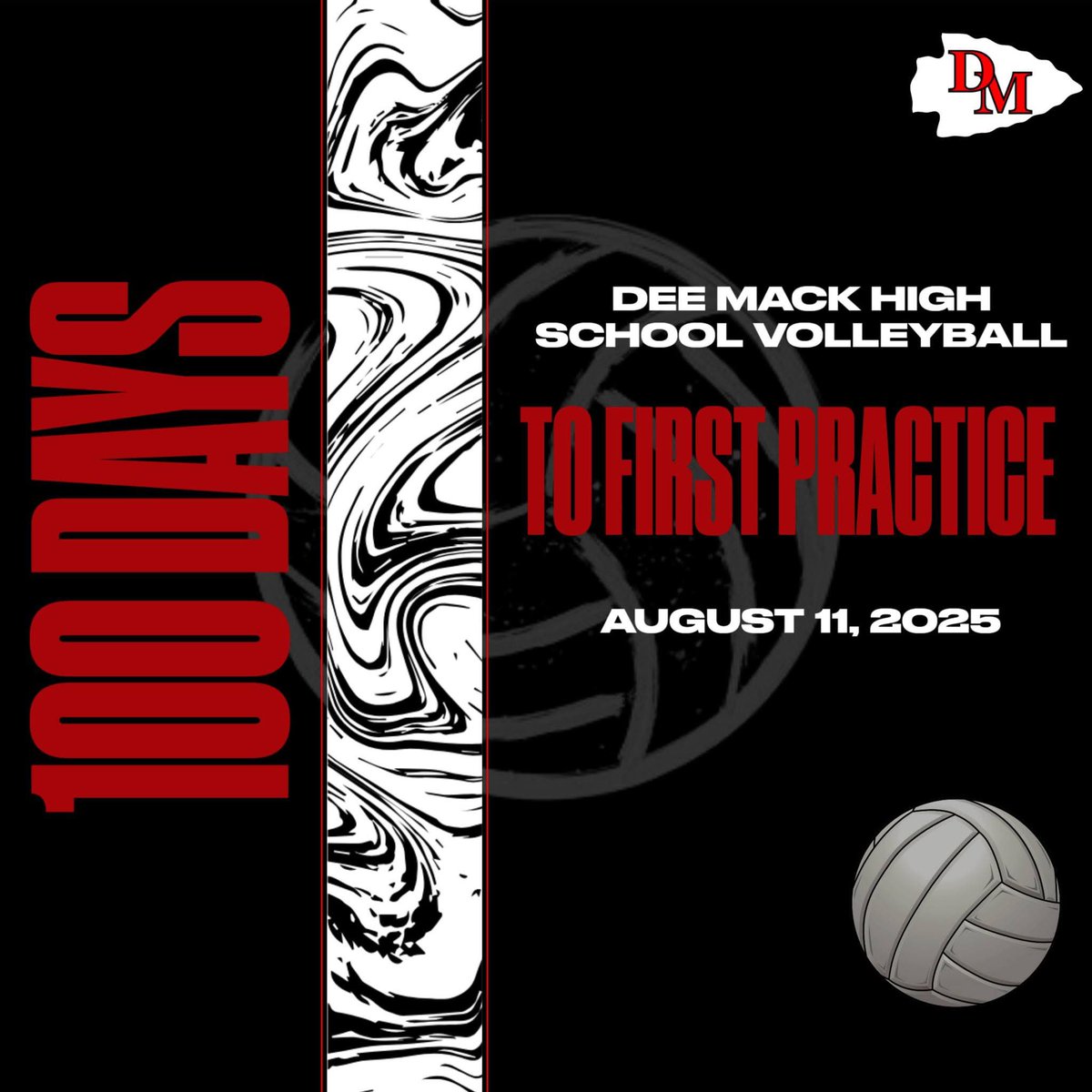 👀 Only 100 days until the first IHSA season practice! ❤🏐🖤