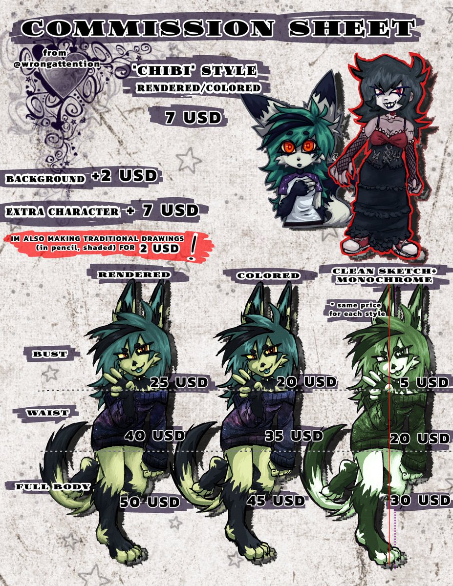 wrongattention's tweet image. HELLO EVERYONE! I'm opening commissions to make money for college!!!
If you're interested you can dm me.
my artworks will be attached dowm to this thread!!!
(prices may go down or up depending on the character and details i have to draw)