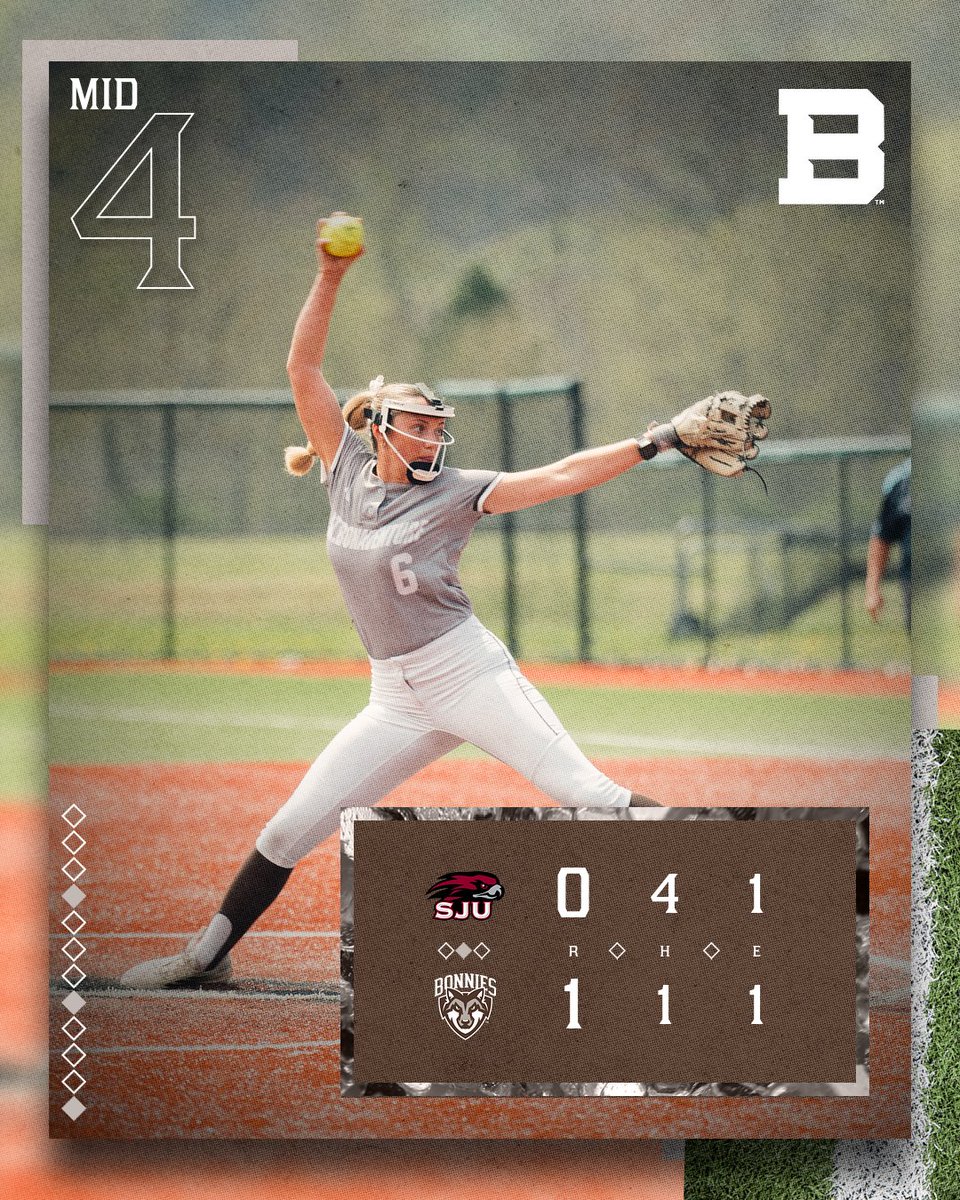 Ava Lomelin works out of a bases loaded jam to end the Hawks fourth. 

Wang, Stull and Moyer due up for the Bonnies 🥎
