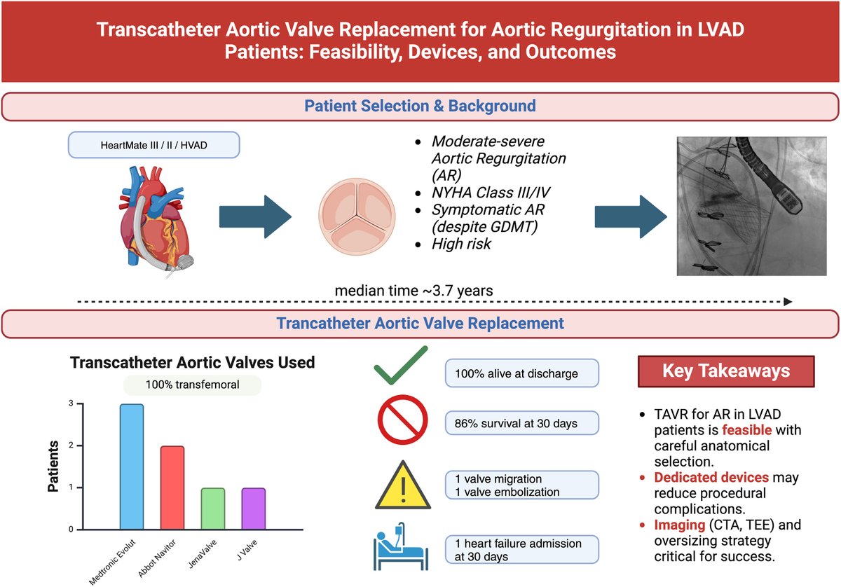 MyJSCAI (@myjscai) on Twitter photo 🚨Simultaneous Publication presented at #SCAI2025: #TAVR shows promise for treating #aortic #regurgitation in #LVAD pts
✅ 7 high-risk pts treated
✅ 100% procedural success
✅ 86% survival at 30 days
✅ Significant symptom relief
➡️doi.org/10.1016/j.jsca…
<a href="/HanadBashirMD/">Hanad Bashir, MD</a> 🚨Simultaneous Publication presented at #SCAI2025: #TAVR shows promise for treating #aortic #regurgitation in #LVAD pts
✅ 7 high-risk pts treated
✅ 100% procedural success
✅ 86% survival at 30 days
✅ Significant symptom relief
➡️doi.org/10.1016/j.jsca…
<a href="/HanadBashirMD/">Hanad Bashir, MD</a>