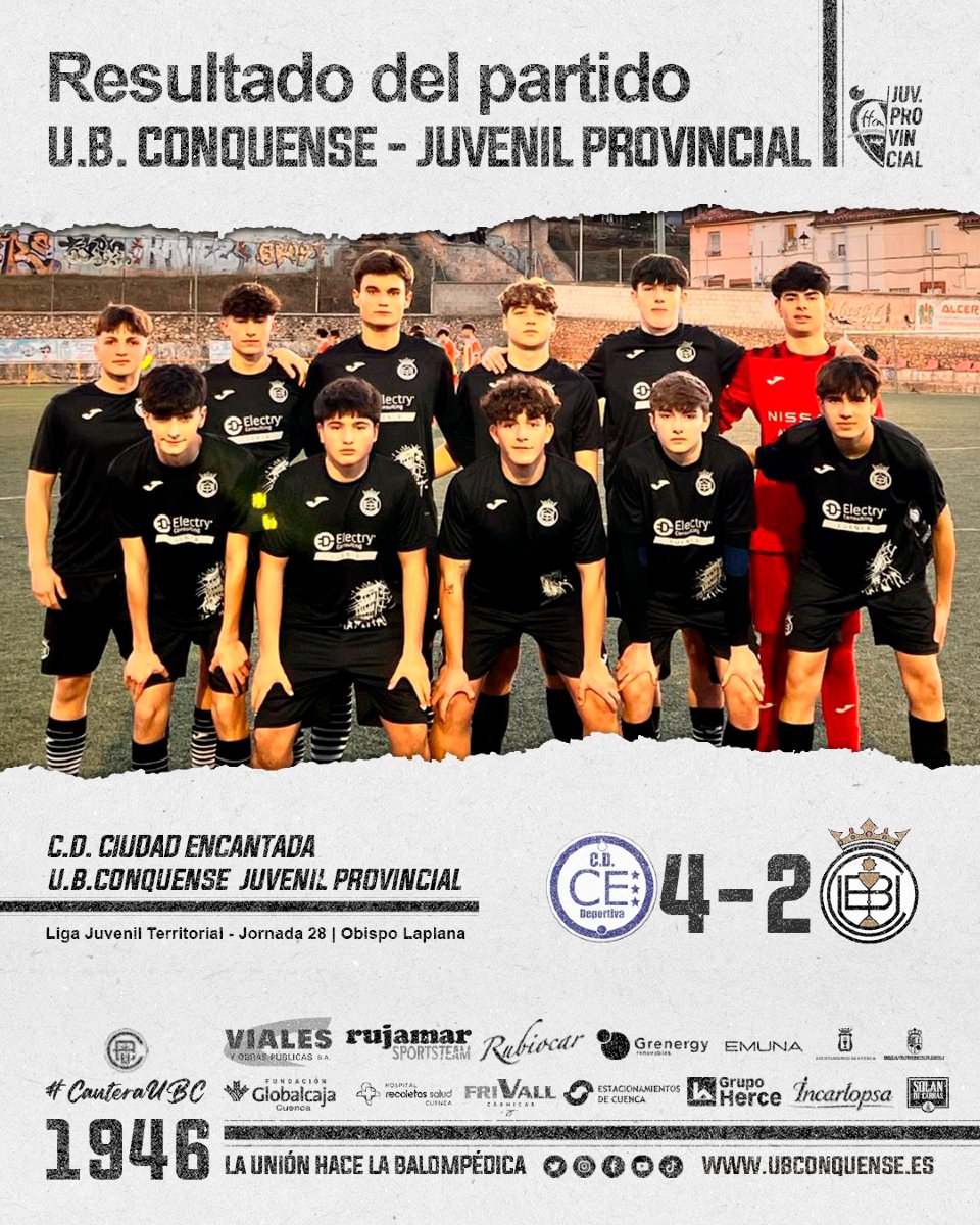 📢 #UBCJuvenilProvincial❗

Derrota de los 🦁 del provincial ante el C.D. Ciudad Encantada tras quedarse con diez jugadores en el minuto 25 de partido. Los goles de los #Balompédicos fueron obra de Samu De la Hoz y de Pablo Collado.

¡𝙑𝙖𝙢𝙤𝙨 𝘾𝙤𝙣𝙦𝙪𝙚𝙣𝙨𝙚!  #CanteraUBC