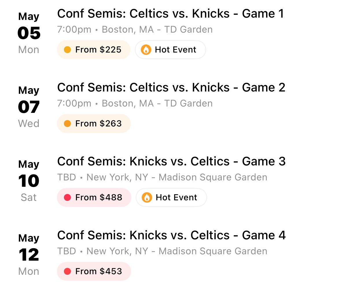 KnicksMuse's tweet photo. Just saying —

If you want to see the Knicks play, consider taking a train up to Boston. Tickets are MUCH cheaper. https://t.co/I6CVBCNTt3