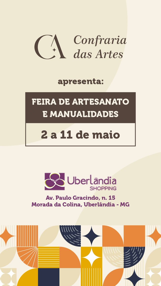 📢 UBERLÂNDIA!
Agora fazemos parte do coletivo Confraria das Artes e nossa primeira feira já está acontecendo! 🤩

📍 No Uberlândia Shopping no antigo espaço da Le Biscuit das 10h as 22h. A feira vai até o dia 11, mas ficaremos aqui até o dia 6 de maio.