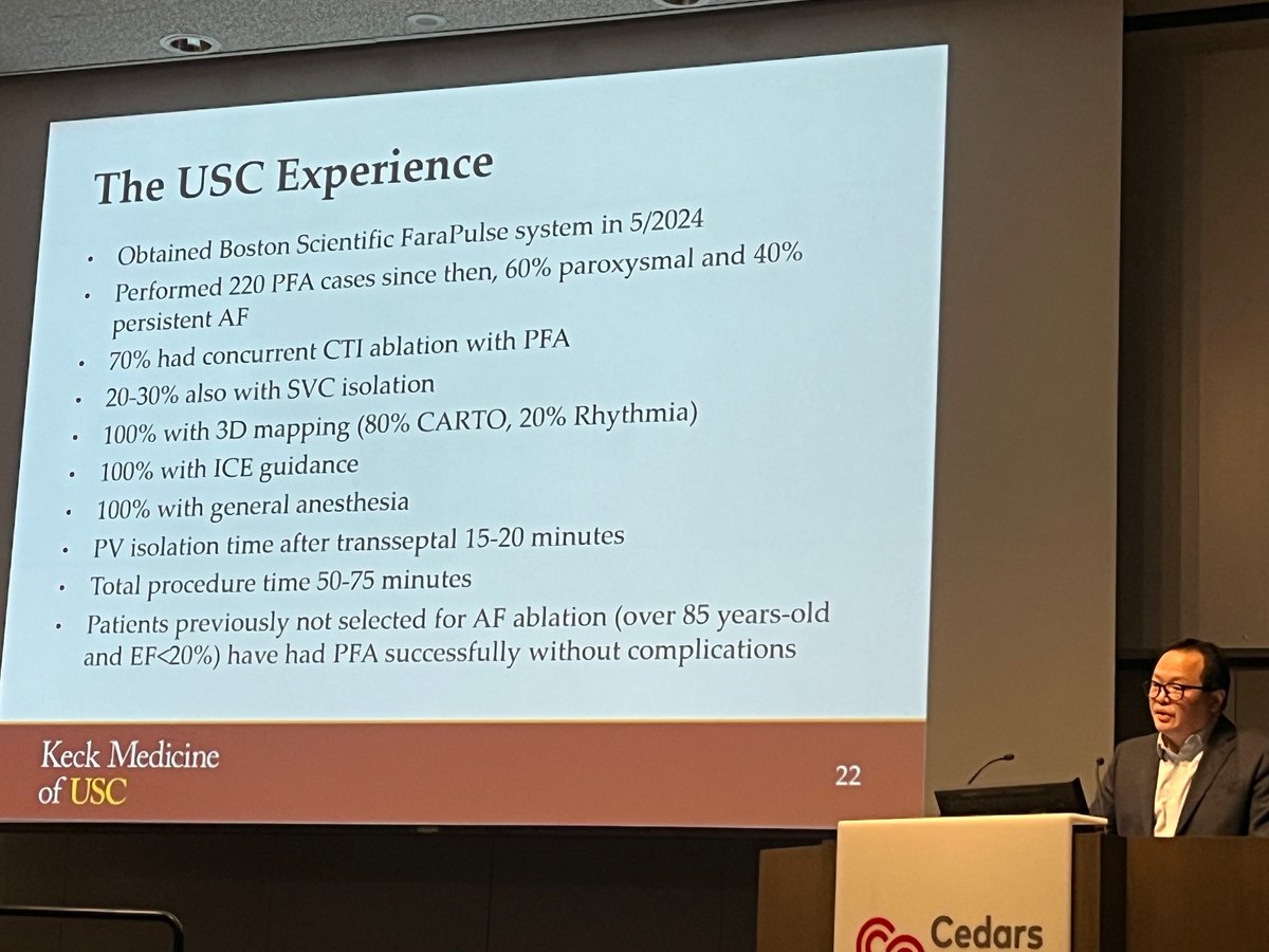 JanetWeiMD's tweet image. Dr. Ivan Ho shares example of how advanced technologies and clinical experience expands our ability to treat #afib with reduced procedural time, less fluid, and optimized workflow. @CaliforniaACC #ACCCVT 2025 Symposium @USC_Cardiology